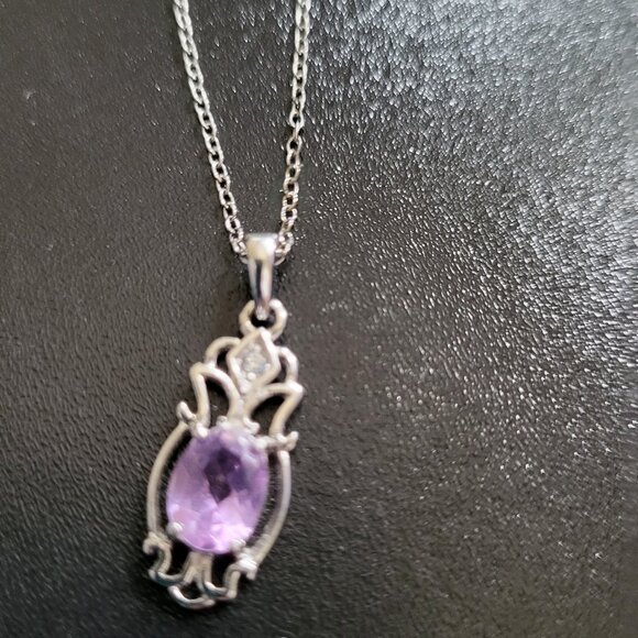February's Birthstone Amethyst Necklace Sterling Silver Stamped (925) - Picture 14 of 15
